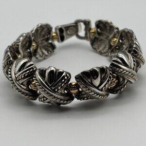 Vintage Premier Designs Silver Plated Gold Plated Chunky X Links Bracelet Marked